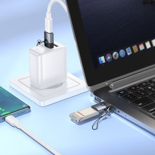 Adapteris OTG USB A į USB C Hoco UA46B pilkas