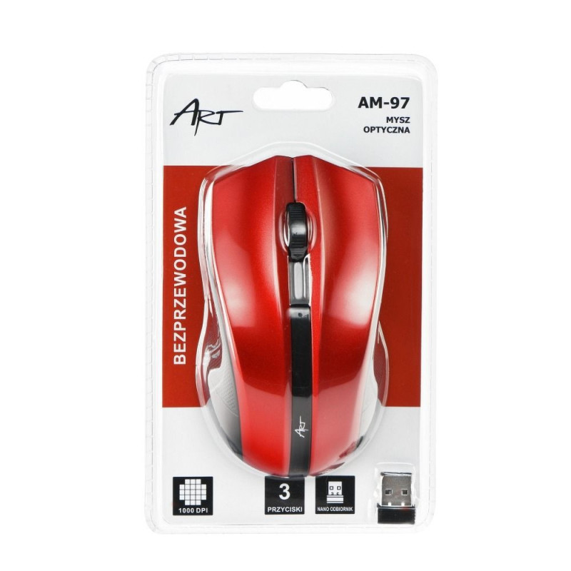 ART belaidė kompiuterio pelė 2,4G 1000 dpi AM-97 raudona