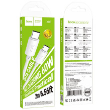 USB C laidas į USB C Hoco 3A 60W 2 m X88 baltas