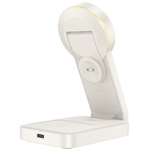 Belaidis įkroviklis Hoco 3in1 15W suderinamas su MagSafe CQ3, baltas Belaidis įkroviklis Hoco 3in1 15W suderinamas su MagSafe CQ3, baltas