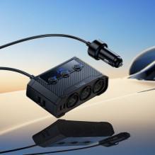 Automobilinis įkroviklis Hoco 2xUSB A + 2xUSB C+3x cigarečių degiklio prievadai PD QC3.0 240W Z64 juodas Automobilinis įkroviklis Hoco 2xUSB A + 2xUSB C+3x cigarečių degiklio prievadai PD QC3.0 240W Z64 juodas