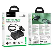 Automobilinis įkroviklis Hoco 2xUSB A + 2xUSB C+3x cigarečių degiklio prievadai PD QC3.0 240W Z64 juodas Automobilinis įkroviklis Hoco 2xUSB A + 2xUSB C+3x cigarečių degiklio prievadai PD QC3.0 240W Z64 juodas