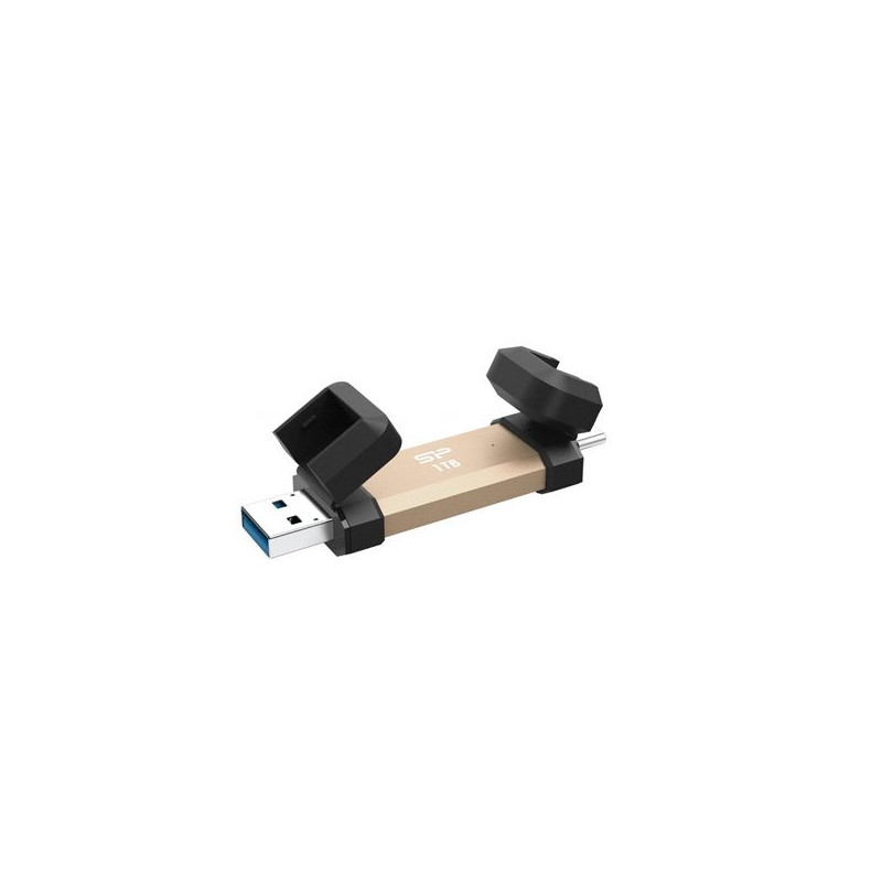 „Silicon Power DS72“ 1000 GB USB A tipo ir USB C tipo 3.2 2 kartos auksinis