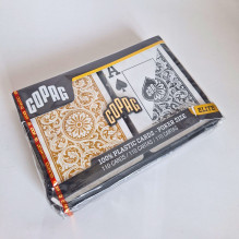 Kosmetinis defektas 1546 Elite Poker size - Jumbo index žaidimo kortos dviguba kaladė (auksinės ir juodos) Copag Kosmetinis defektas 1546 Elite Poker size - Jumbo index žaidimo kortos dviguba kaladė (auksinės ir juodos) Copag