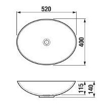 WASHBASIN BOWL OVAL ASTRA 520X395MM WHTE WASHBASIN BOWL OVAL ASTRA 520X395MM WHTE