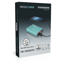 „RealPower“ išorinė baterija PB-10000 PD+ „Nutopia“ 10 000 mAh „RealPower“ išorinė baterija PB-10000 PD+ „Nutopia“ 10 000 mAh