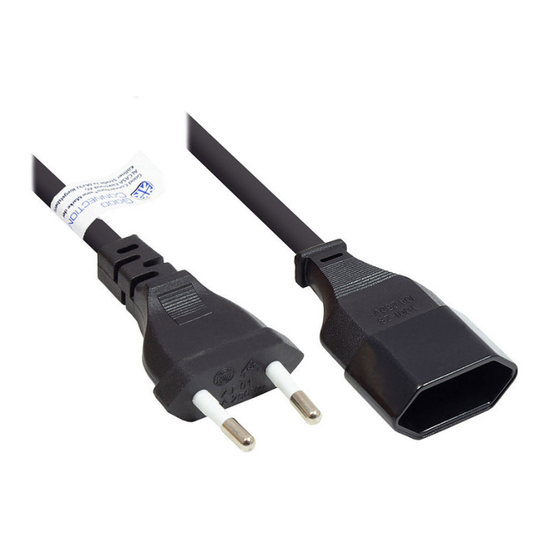 „Good Connections“ europinis prailginimo kabelis, juodas, 3 m