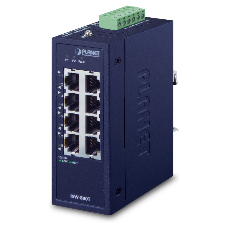 PLANET Industrial 8 prievadų 10/100TX kompaktiškas Ethernet komutatorius