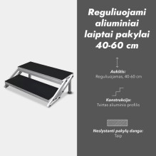 Adjustable aluminum stairs for steps 40-60 cm (2 steps) Adjustable aluminum stairs for steps 40-60 cm (2 steps)