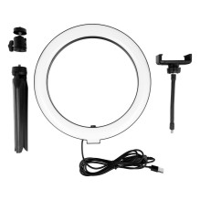 LED Ring Stream RGB lamp 10" with holder for mobile + tripod black LED Ring Stream RGB lamp 10" with holder for mobile + tripod black