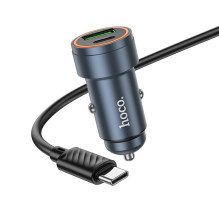 Automobilinis įkroviklis Hoco USB A + USB C QC3.0 PD 30W + laidas USB C į USB C Z57A juodas Automobilinis įkroviklis Hoco USB A + USB C QC3.0 PD 30W + laidas USB C į USB C Z57A juodas