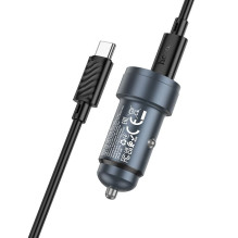 Car charger Hoco USB A + USB C QC3.0 PD 30W + cable USB C to USB C Z57A black