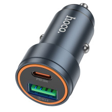 Car charger Hoco USB A + USB C PD QC3.0 3A 30W Z57A metal gray Car charger Hoco USB A + USB C PD QC3.0 3A 30W Z57A metal gray