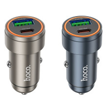 Car charger Hoco USB A + USB C PD QC3.0 3A 30W Z57A metal gray Car charger Hoco USB A + USB C PD QC3.0 3A 30W Z57A metal gray