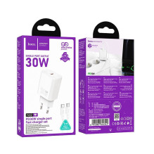 Phone charger Hoco USB C QC PD 30W + cable USB C to USB C N62 white Phone charger Hoco USB C QC PD 30W + cable USB C to USB C N62 white