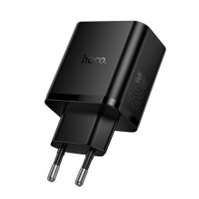 Telefono įkroviklis Hoco 2x USB C + USB A QC3.0 PD 3A 65W N75 juodas Telefono įkroviklis Hoco 2x USB C + USB A QC3.0 PD 3A 65W N75 juodas