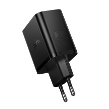 Telefono įkroviklis Hoco 2x USB C + USB A QC3.0 PD 3A 65W N75 juodas Telefono įkroviklis Hoco 2x USB C + USB A QC3.0 PD 3A 65W N75 juodas