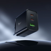 Telefono įkroviklis Hoco 2x USB C + USB A QC3.0 PD 3A 65W N75 juodas Telefono įkroviklis Hoco 2x USB C + USB A QC3.0 PD 3A 65W N75 juodas