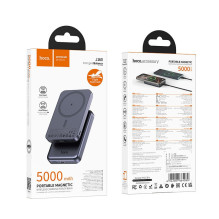 „MagSafe Hoco 5000 mAh 2A 5W J160“ suderinama nešiojama baterija, metalo pilka „MagSafe Hoco 5000 mAh 2A 5W J160“ suderinama nešiojama baterija, metalo pilka
