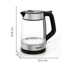 Tefal Glass Kettle KI605830 electric kettle 1.7 L 2200 W Black, Silver, Transparent