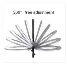 Riff BD560 56 cm LED šviesos žiedas 67 W su 3 išmaniojo telefono laikikliais + BT nuotolinio valdymo pultu, juodas Riff BD560 56 cm LED šviesos žiedas 67 W su 3 išmaniojo telefono laikikliais + BT nuotolinio valdymo pultu, juodas