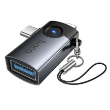 Adapteris OTG 2in1 Lightning / USB C į USB A Hoco UA46E Victory pilkas Adapteris OTG 2in1 Lightning / USB C į USB A Hoco UA46E Victory pilkas