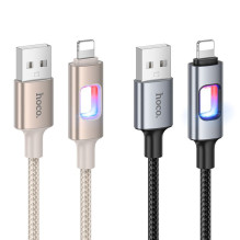 LED laidas USB A į Lightning Hoco 2,4A 1,2 m U144 juodas