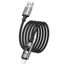 LED laidas USB A į Lightning Hoco 2,4A 1,2 m U144 juodas