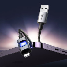LED laidas USB A į Lightning Hoco 2,4A 1,2 m U144 juodas