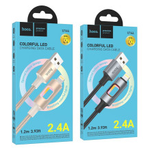 LED Cable USB A to Lightning Hoco 2,4A 1,2 m U144 black