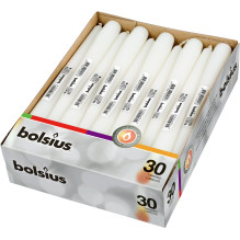 Candle, conical Bolsius, 24,5 cm, white Candle, conical Bolsius, 24,5 cm, white