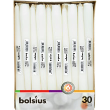 Žvakė, kūginė Bolsius, 24,5 cm, balta Žvakė, kūginė Bolsius, 24,5 cm, balta