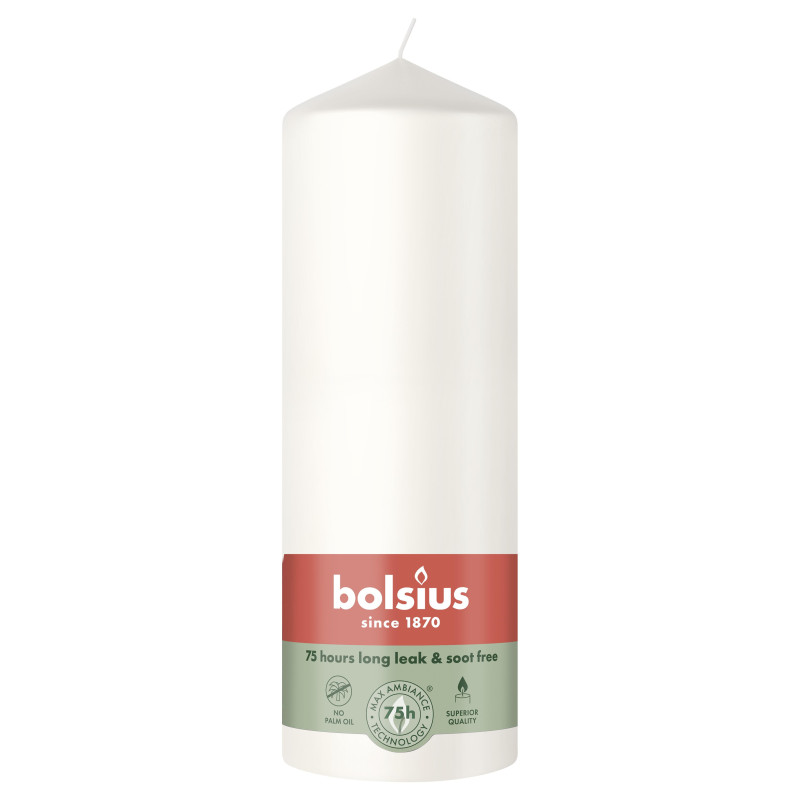Candle, cylindrical Bolsius, 20 / 6.8 cm, white