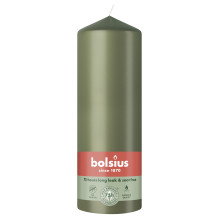 Candle, cylindrical Bolsius, 20 / 6.8 cm, olive green