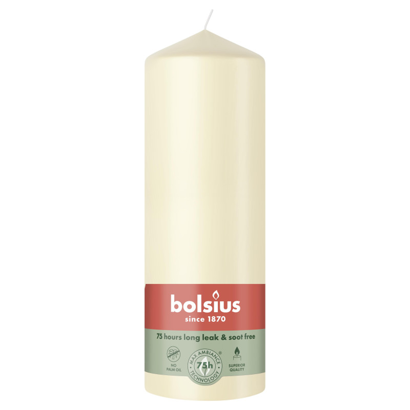 Candle, cylindrical Bolsius, 20 / 6.8 cm, ivory