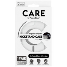 PanzerGlass Transparent Case w. Silver Kickstand MagSafe iPhone 16 Pro Max