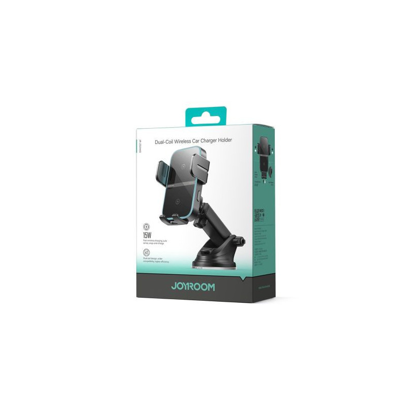 Joyroom Car Mount Magnetic Wireless Charger (Dashboard Version) 4.7 - 6.8 inch, 15W Max, with USB to Type-C cable, Black