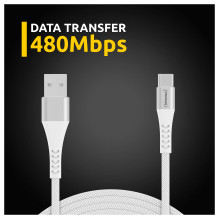 „Intenso“ USB laidas A315C nailonas, 1,5 m, baltas, su USB-A ir USB-C jungtimis, palaiko greitą įkrovimą (PD) iki 60 W „Intenso“ USB laidas A315C nailonas, 1,5 m, baltas, su USB-A ir USB-C jungtimis, palaiko greitą įkrovimą (PD) iki 60 W