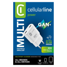 Cellularline USB-C Duo GaN Travel Charger 30W White