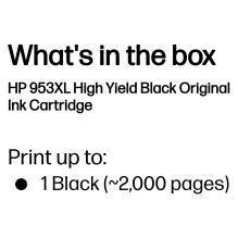 HP 953XL Didelės talpos originali juodo rašalo kasetė HP 953XL Didelės talpos originali juodo rašalo kasetė
