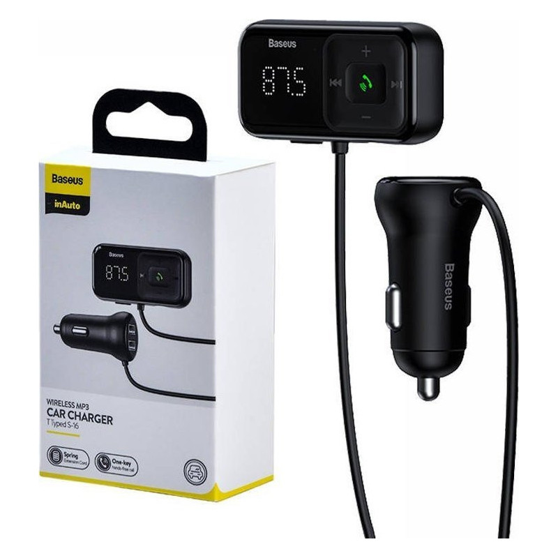 Baseus Wireless Bluetooth FM transmitter with charger S-16 (Overseas edition) - black