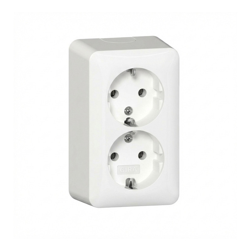 GIRA 478013 2f-SCHUKO-Steckdose + Montagepl. AP Reinweiß