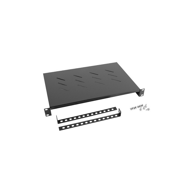 19" lentyna, 1U, 483x300mm, maks. 25kg, juoda