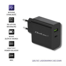 USB Įkroviklis - Qoltec 45W, Juodas USB Įkroviklis - Qoltec 45W, Juodas