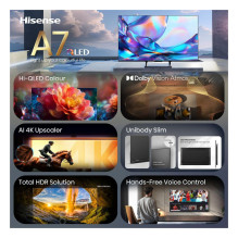 139,0cm / 55" (3840x2160) Hisense 55A7DS Smart TV 4K Hi-QLED 8ms 60Hz HDMI USB LAN HDR VESA WiFi Bluetooth Black 139,0cm / 55" (3840x2160) Hisense 55A7DS Smart TV 4K Hi-QLED 8ms 60Hz HDMI USB LAN HDR VESA WiFi Bluetooth Black