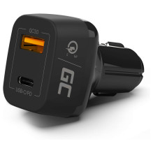 Car Charger Green Cell 1xUSB-C Power Delivery 1xUSB3.0 Quick Charge 12V Black Car Charger Green Cell 1xUSB-C Power Delivery 1xUSB3.0 Quick Charge 12V Black