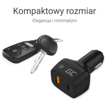Car Charger Green Cell 1xUSB-C Power Delivery 1xUSB3.0 Quick Charge 12V Black Car Charger Green Cell 1xUSB-C Power Delivery 1xUSB3.0 Quick Charge 12V Black