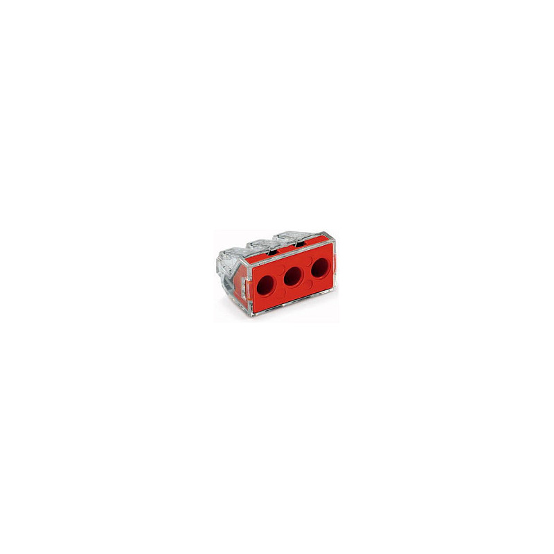 Wago Series 773-173 - 3-Leiter-Klemme (50 pieces) transparent. Red lid.