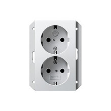 GIRA 273103 SCHUKO-Doppelsteckdose für uP Geräted. 1f. + SafetyPlus rw glänz.