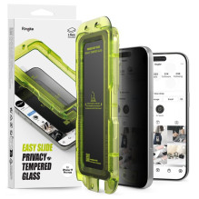 Ringke iPhone 17 Pro ekrano apsauga Premium lengvas slydimas privatumo grūdintas stiklas 9H su montavimo įrankiu (2 vnt.